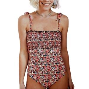 NWT Baltic Born Beach Joy Bikini Nikki FlorL Smocked One Piece Swim Suit